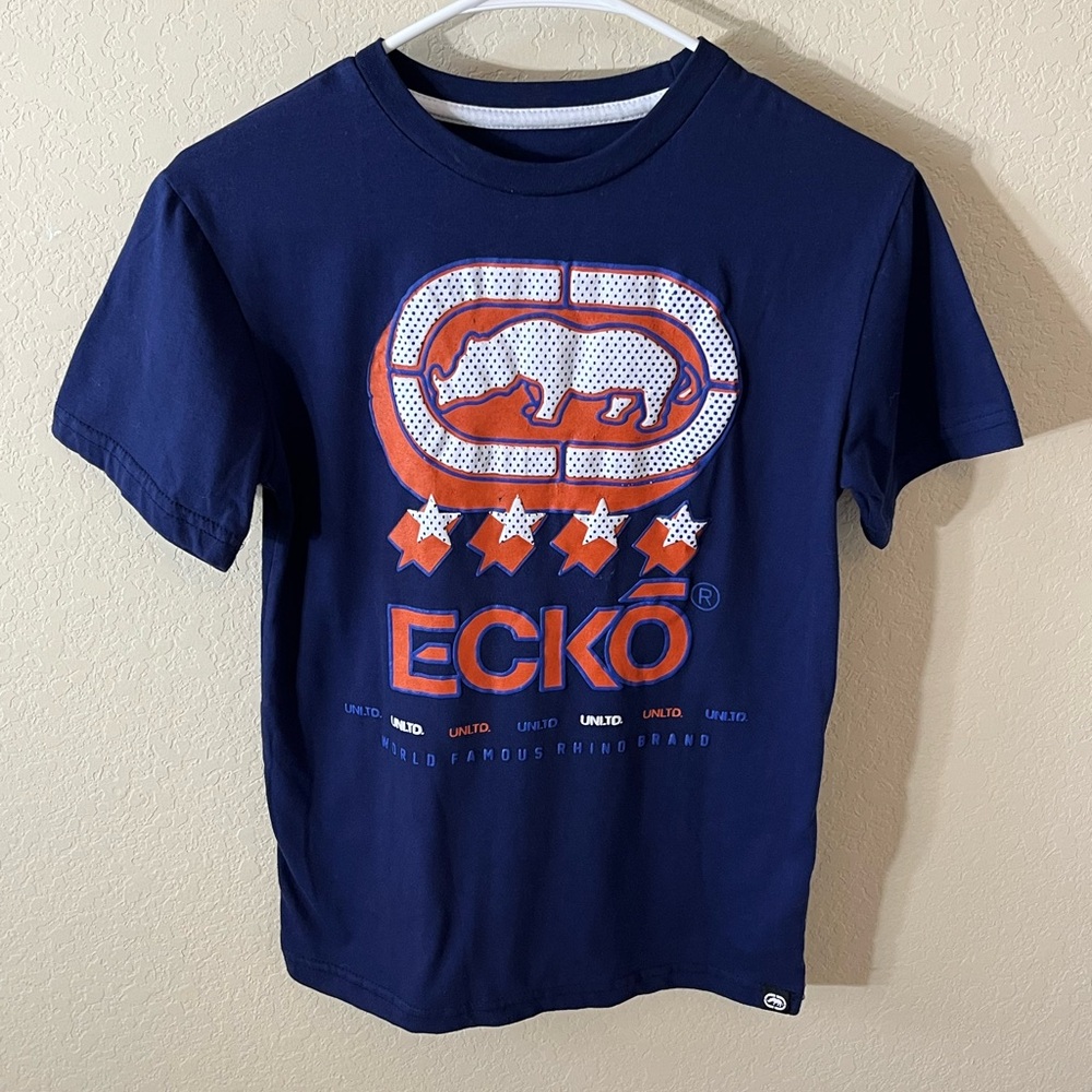 Ecko Unlimited Boy Blue Short Sleeve Tee with Bold Graphic